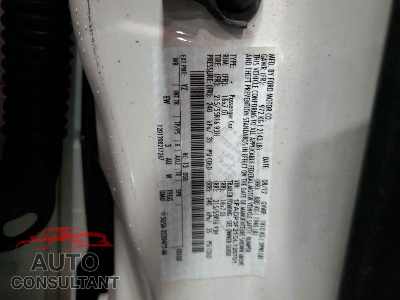 FORD FOCUS 2013 - 1FADP3F21DL120701