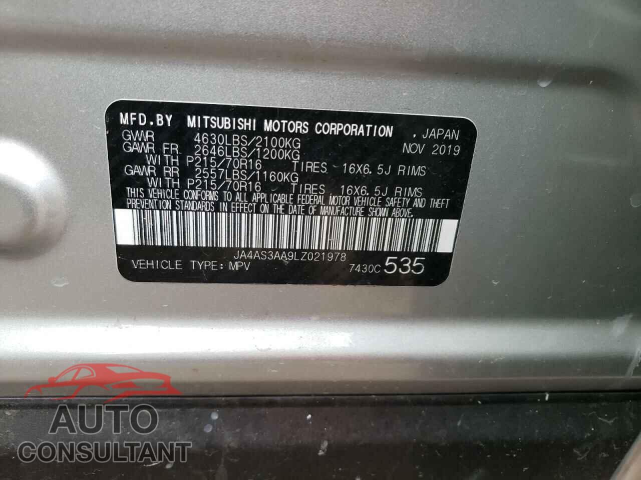 MITSUBISHI ECLIPSE 2020 - JA4AS3AA9LZ021978