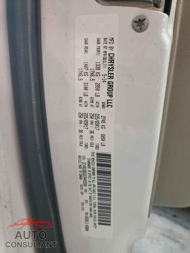 DODGE CARAVAN 2014 - 2C4RDGBG2ER405580