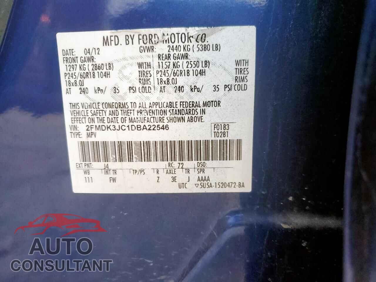 FORD EDGE 2013 - 2FMDK3JC1DBA22546