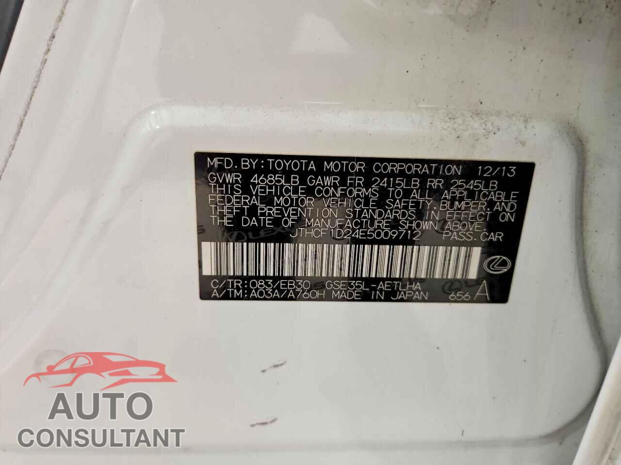LEXUS IS 2014 - JTHCF1D24E5009712