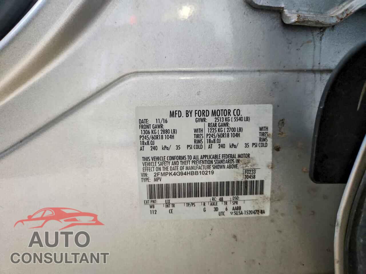 FORD EDGE 2017 - 2FMPK4G94HBB10219