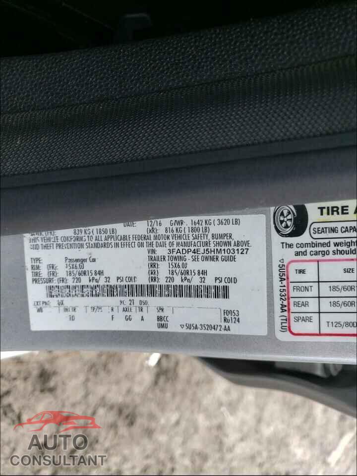 FORD FIESTA 2017 - 3FADP4EJ5HM103127