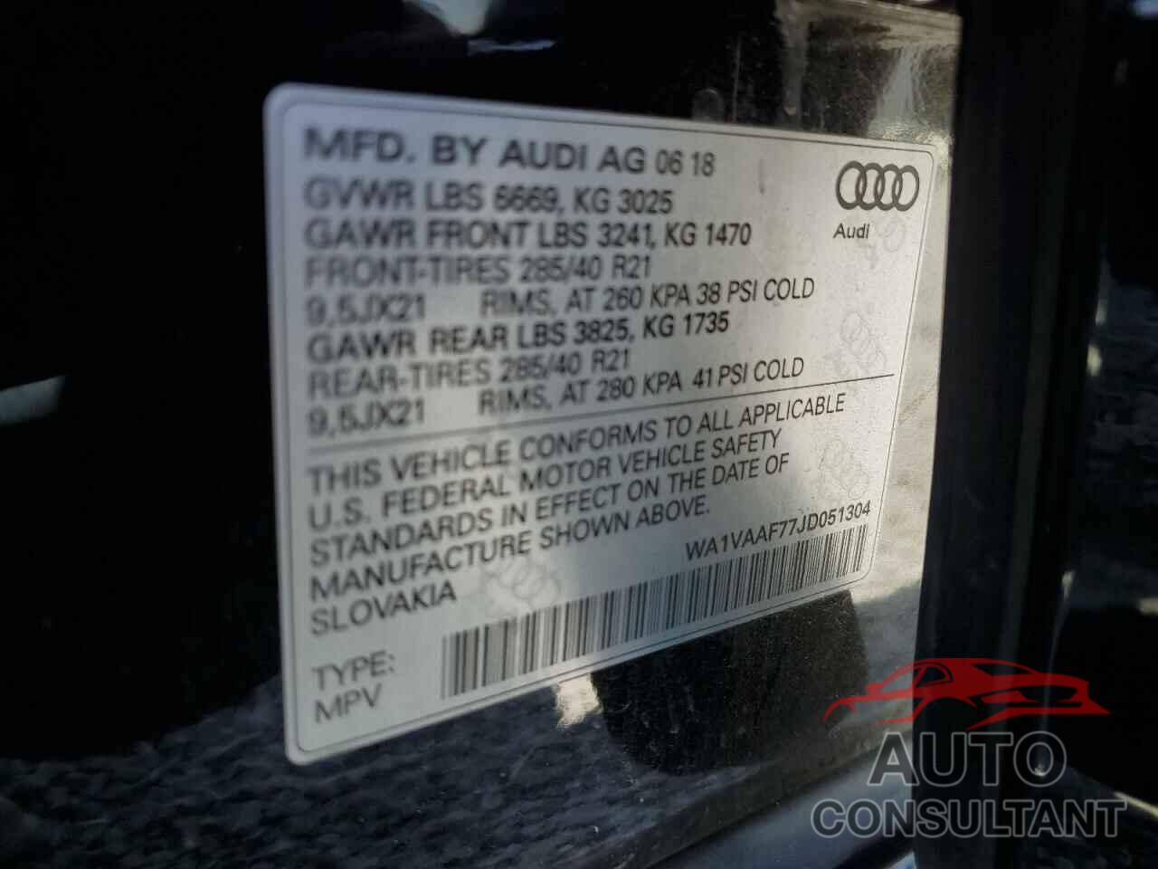 AUDI Q7 2018 - WA1VAAF77JD051304