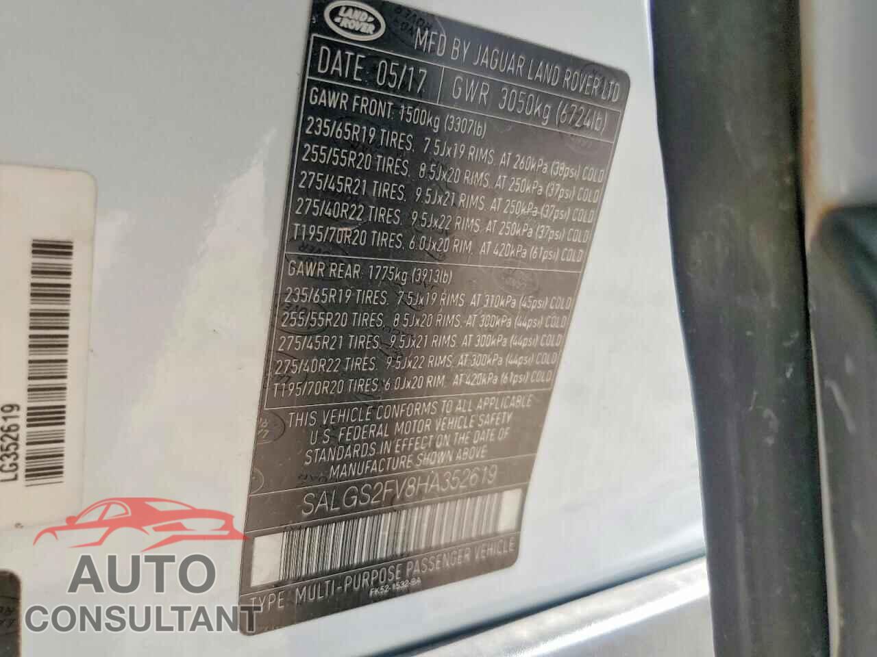 LAND ROVER RANGEROVER 2017 - SALGS2FV8HA352619