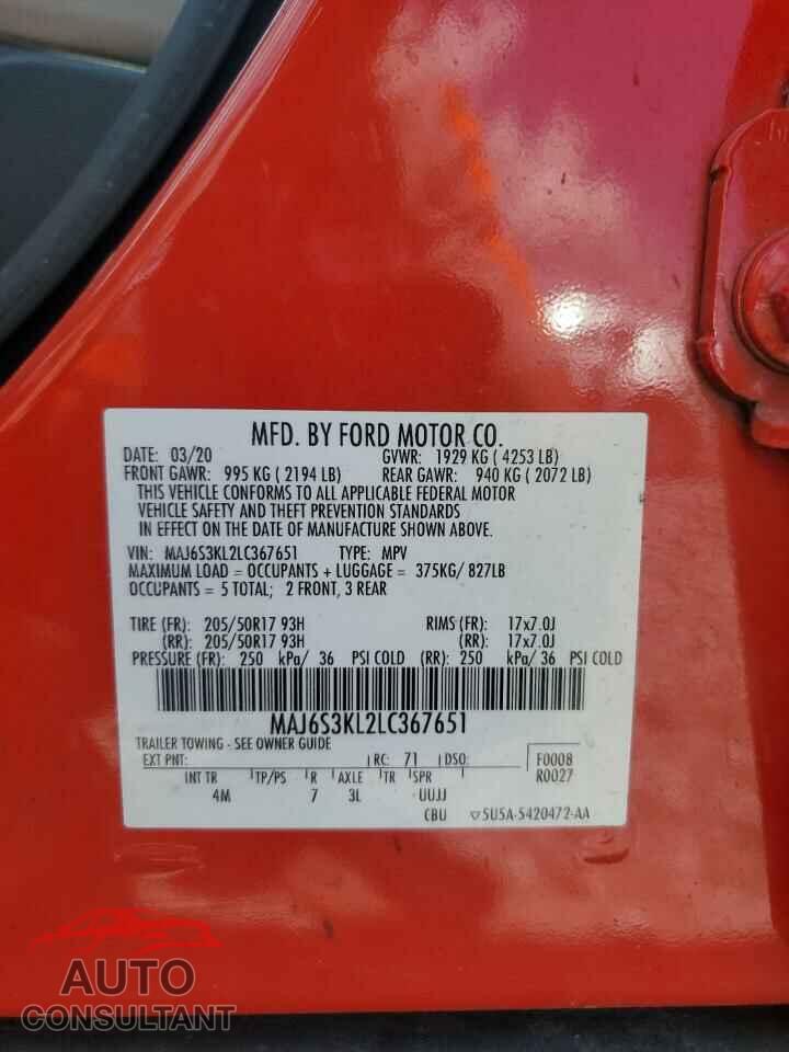 FORD ECOSPORT 2020 - MAJ6S3KL2LC367651