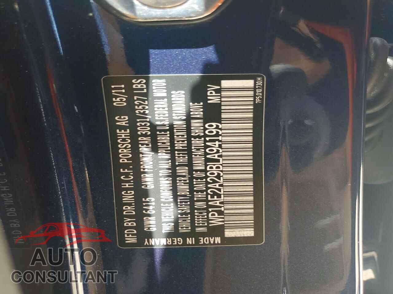 PORSCHE CAYENNE 2011 - WP1AE2A29BLA94199