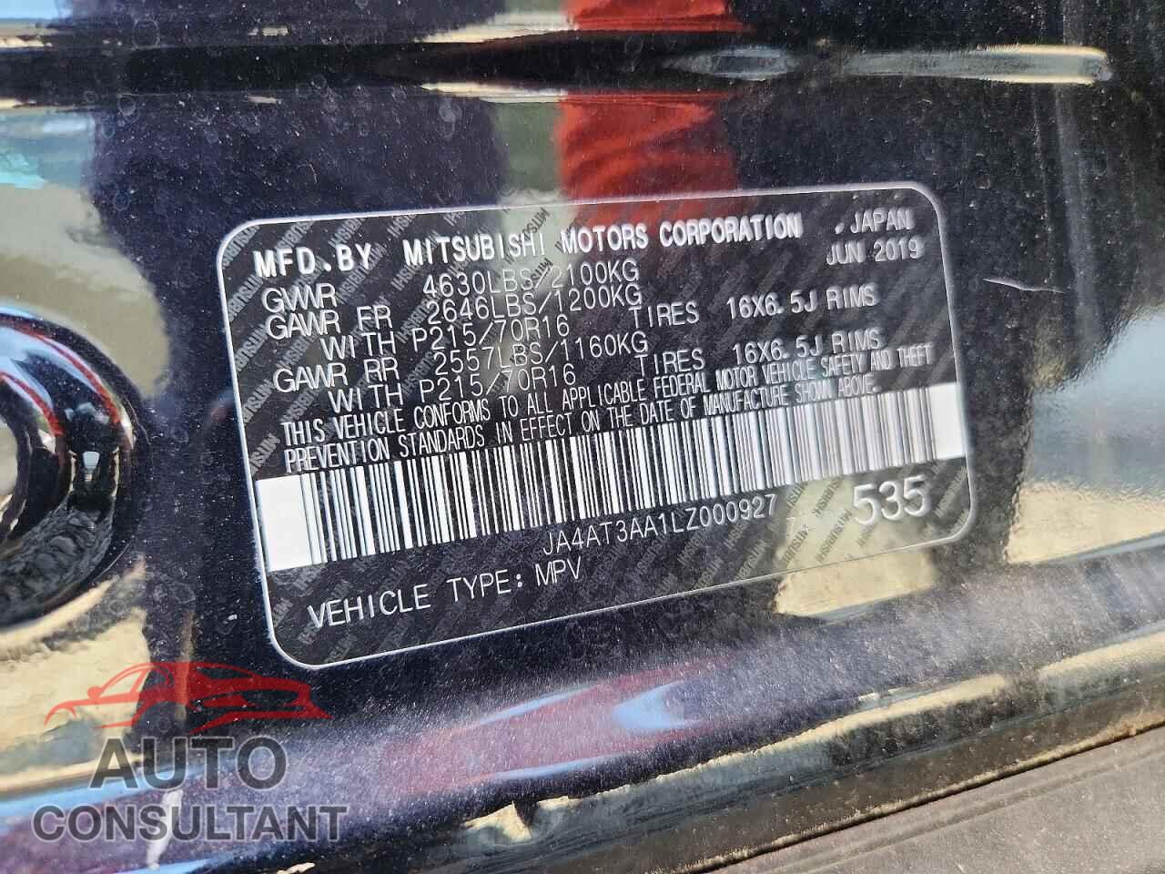 MITSUBISHI ECLIPSE 2020 - JA4AT3AA1LZ000927