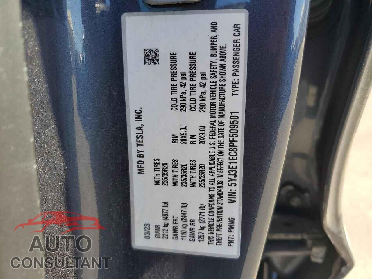 TESLA MODEL 3 2023 - 5YJ3E1EC8PF509501