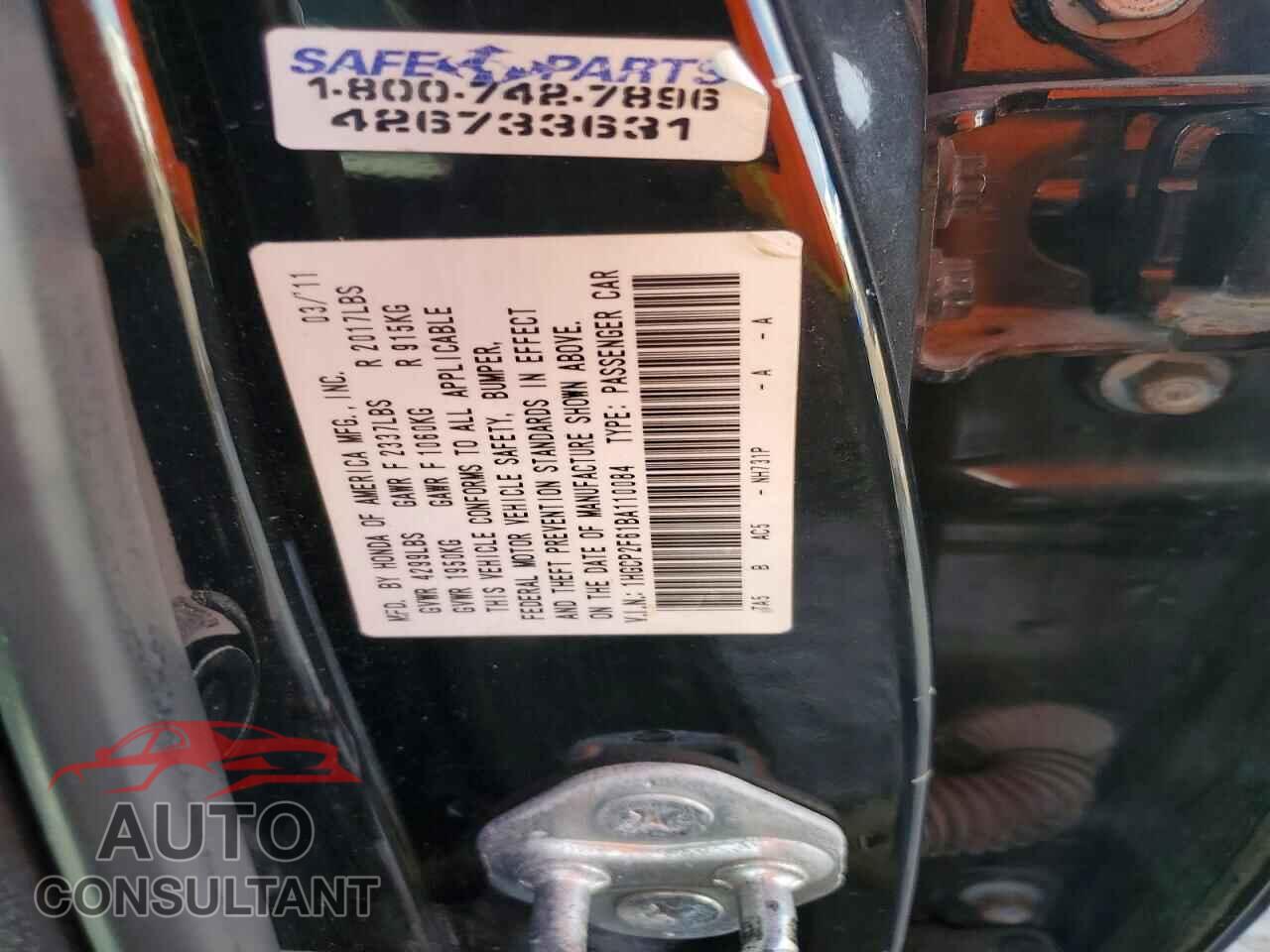 HONDA ACCORD 2011 - 1HGCP2F61BA110084
