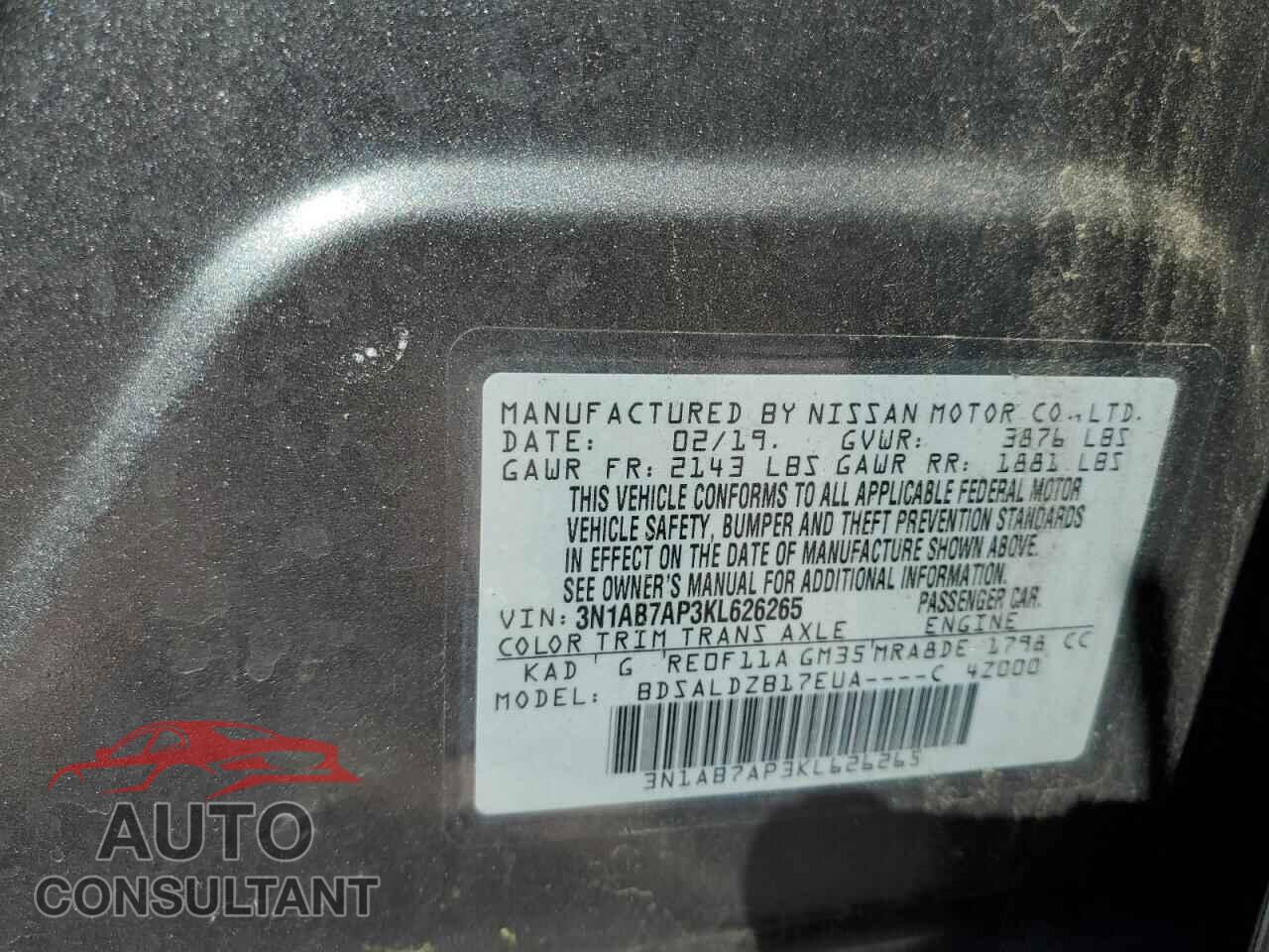 NISSAN SENTRA 2019 - 3N1AB7AP3KL626265