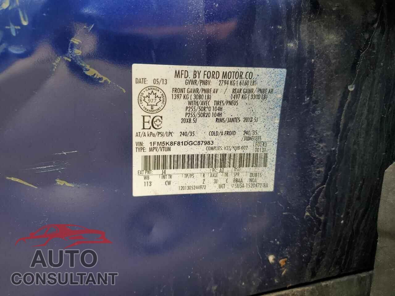 FORD EXPLORER 2013 - 1FM5K8F81DGC87983