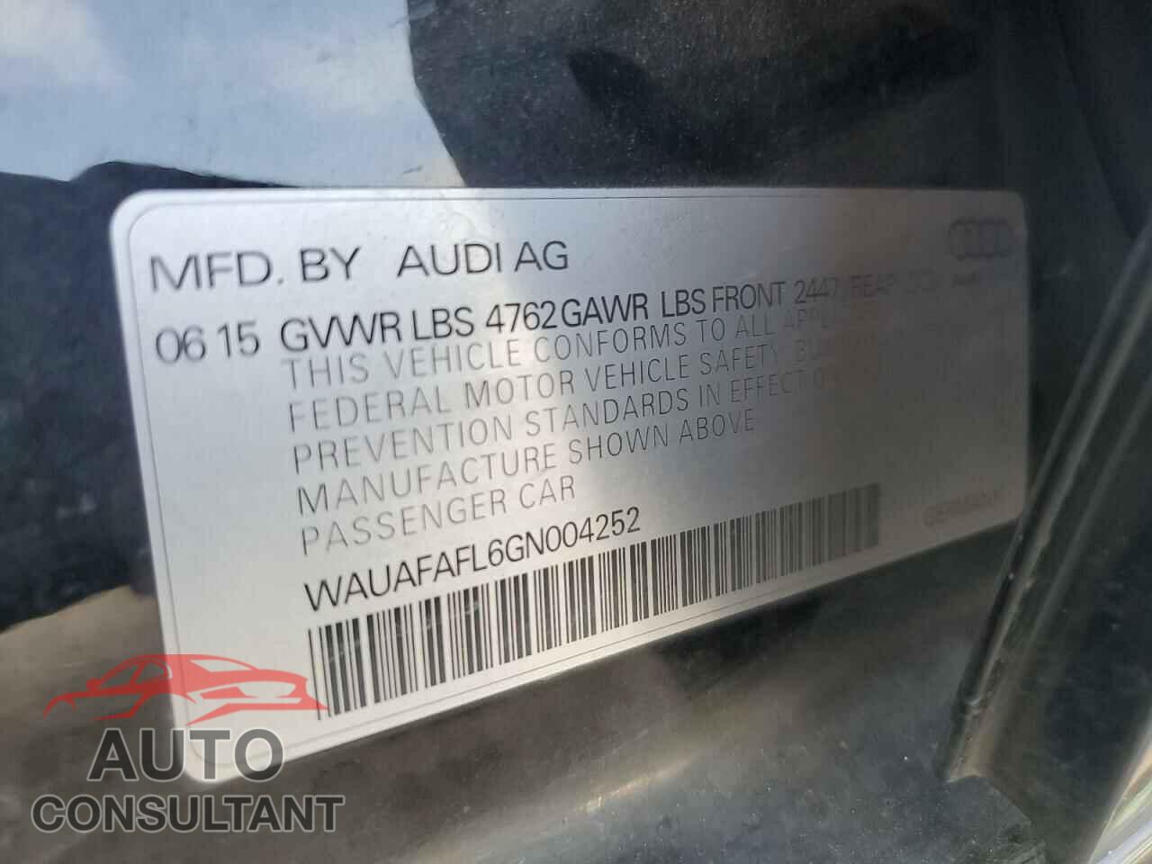 AUDI A4 2016 - WAUAFAFL6GN004252