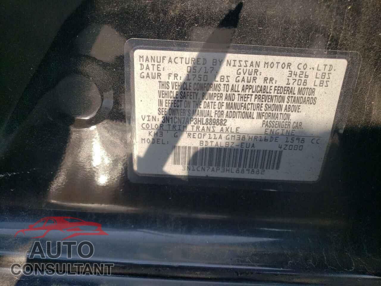 NISSAN VERSA 2017 - 3N1CN7AP3HL889882
