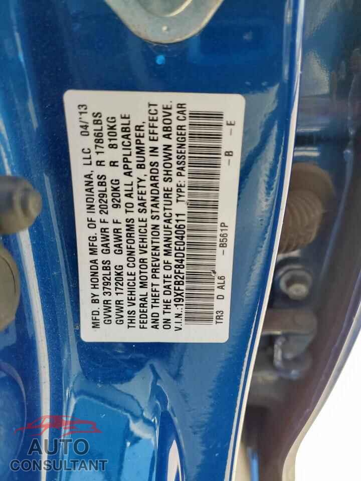 HONDA CIVIC 2013 - 19XFB2F84DE040611