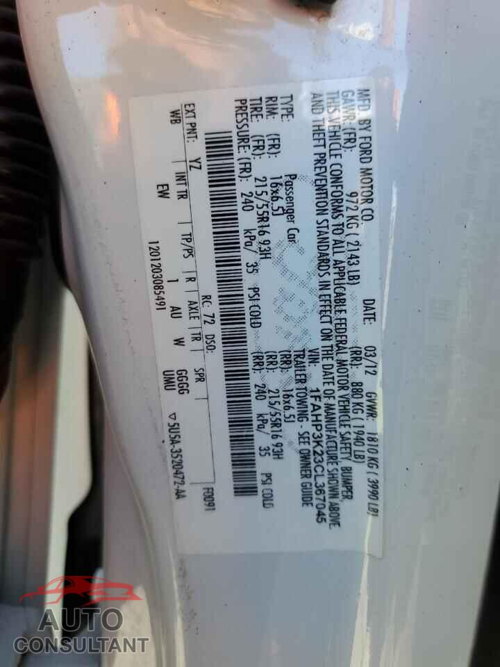 FORD FOCUS 2012 - 1FAHP3K23CL367045