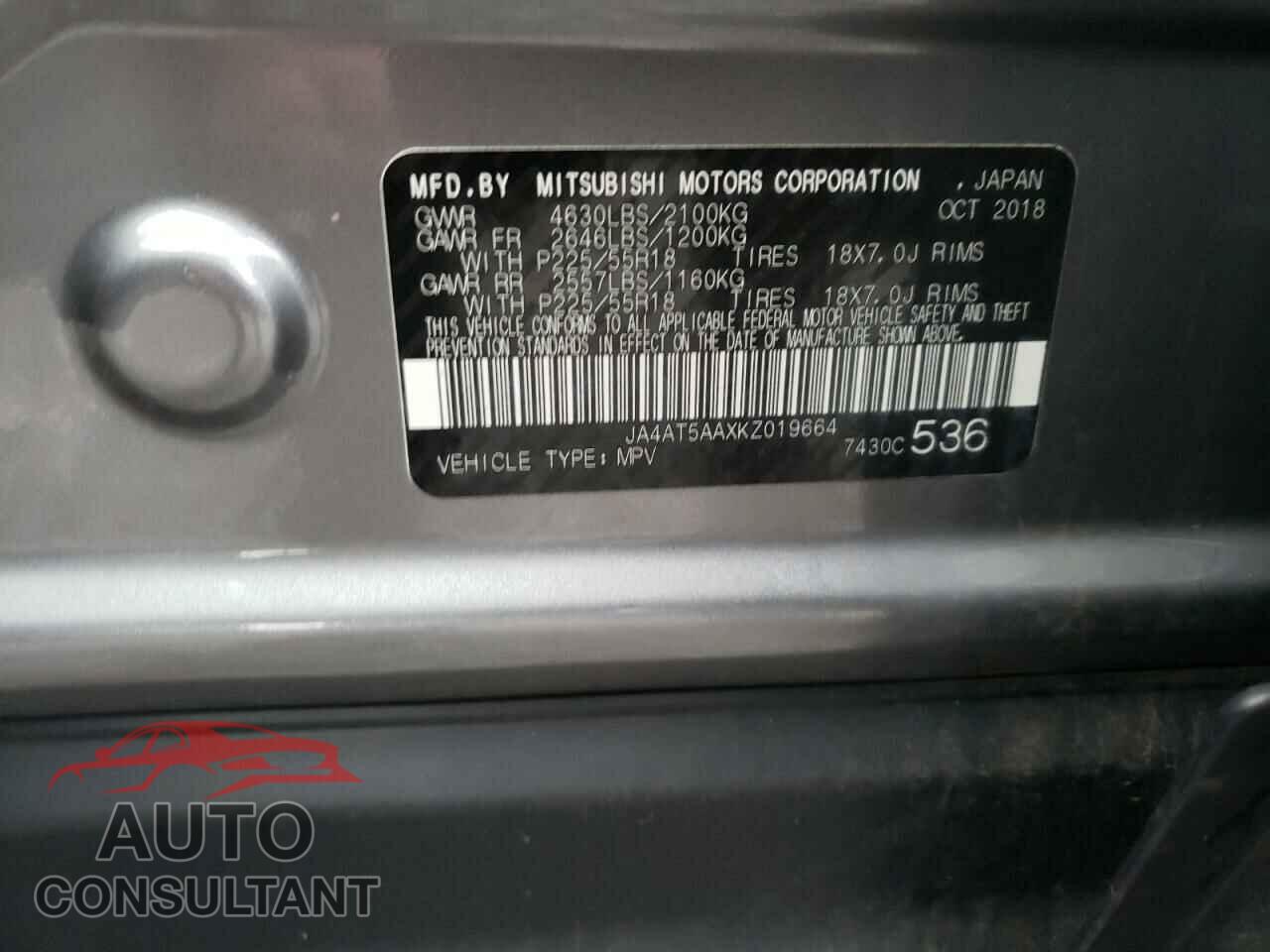 MITSUBISHI ECLIPSE 2019 - JA4AT5AAXKZ019664
