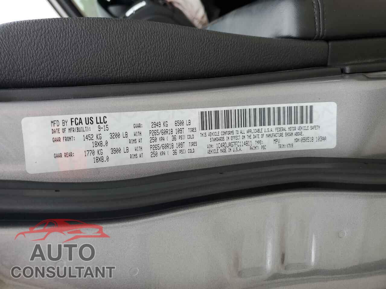 DODGE DURANGO 2015 - 1C4RDJAG7FC114811