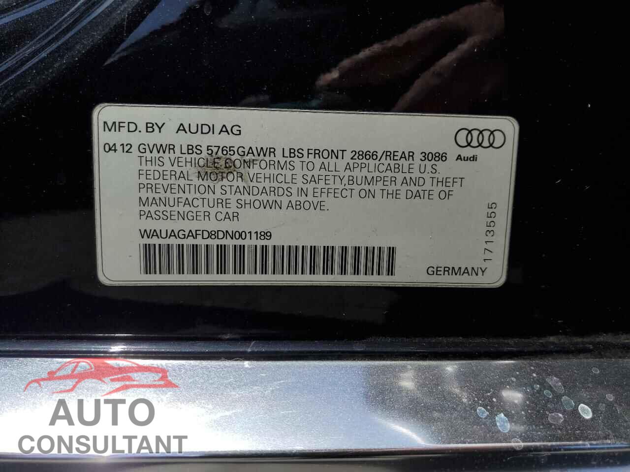 AUDI A8 2013 - WAUAGAFD8DN001189
