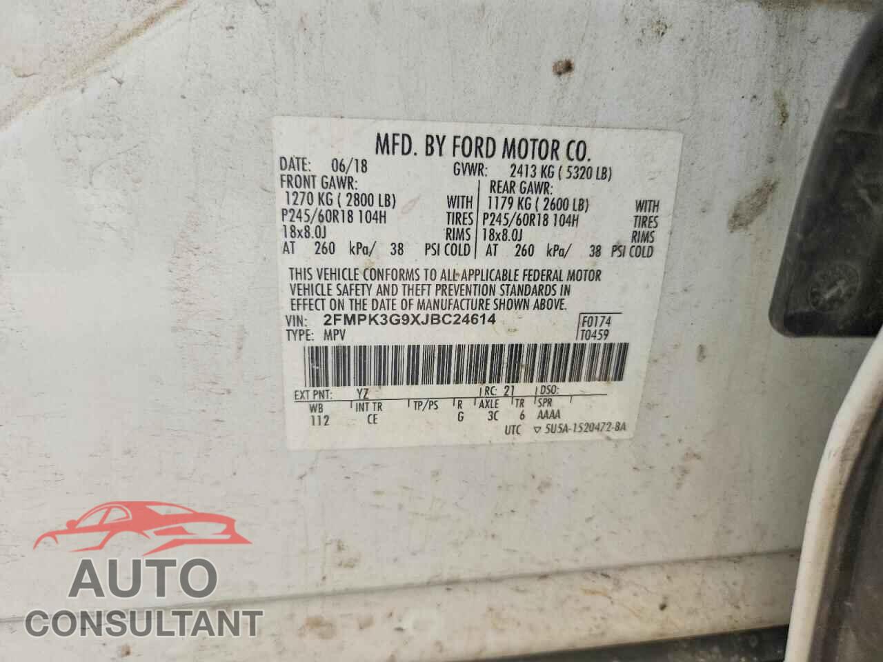 FORD EDGE 2018 - 2FMPK3G9XJBC24614