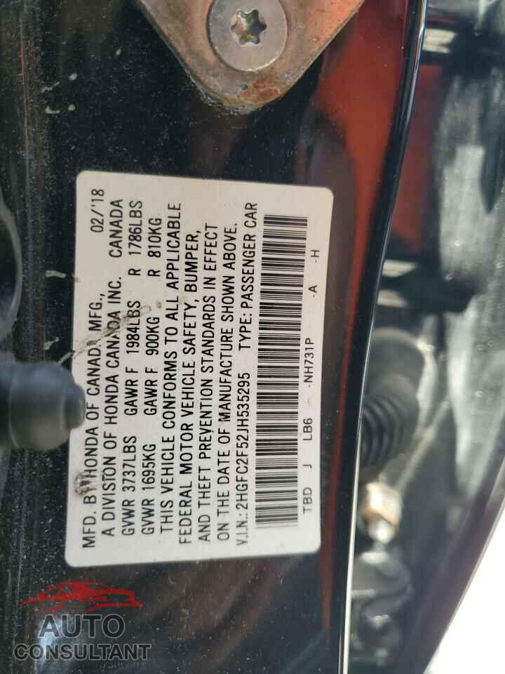 HONDA CIVIC 2018 - 2HGFC2F52JH535295