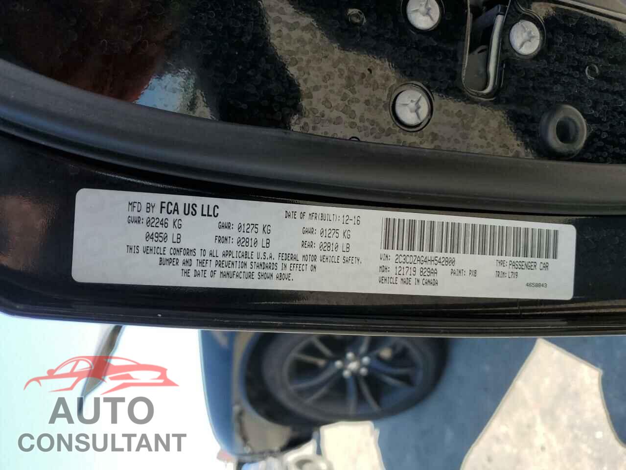DODGE CHALLENGER 2017 - 2C3CDZAG4HH542800