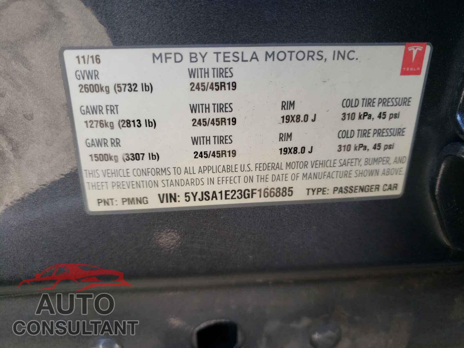 TESLA MODEL S 2016 - 5YJSA1E23GF166885
