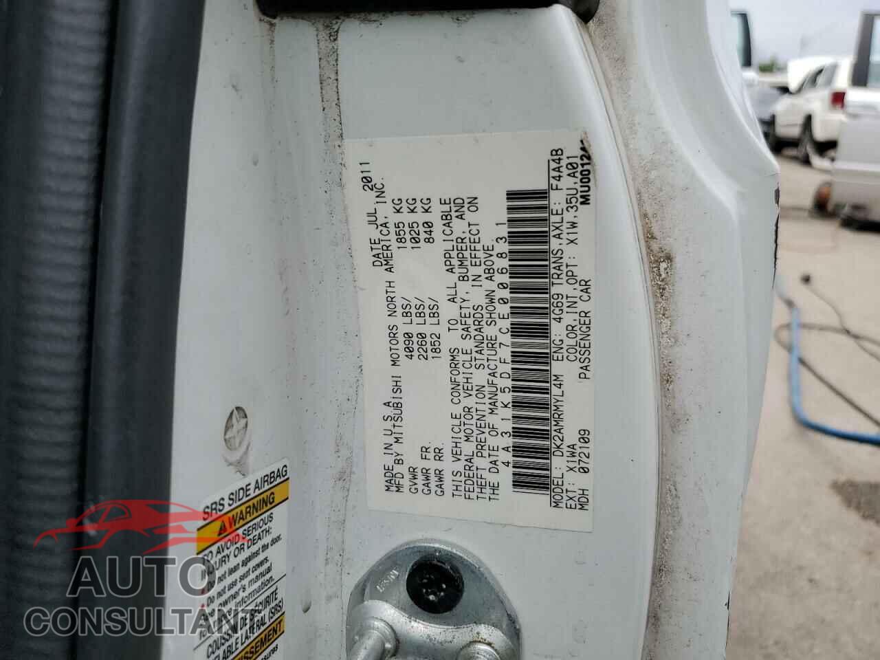 MITSUBISHI ECLIPSE 2012 - 4A31K5DF7CE006831