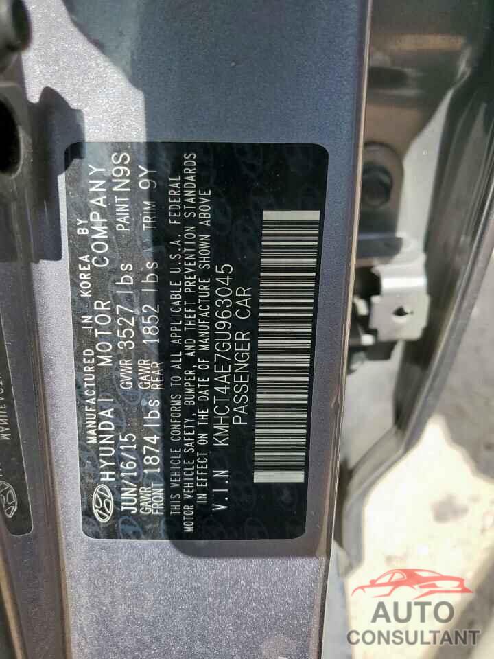 HYUNDAI ACCENT 2016 - KMHCT4AE7GU963045