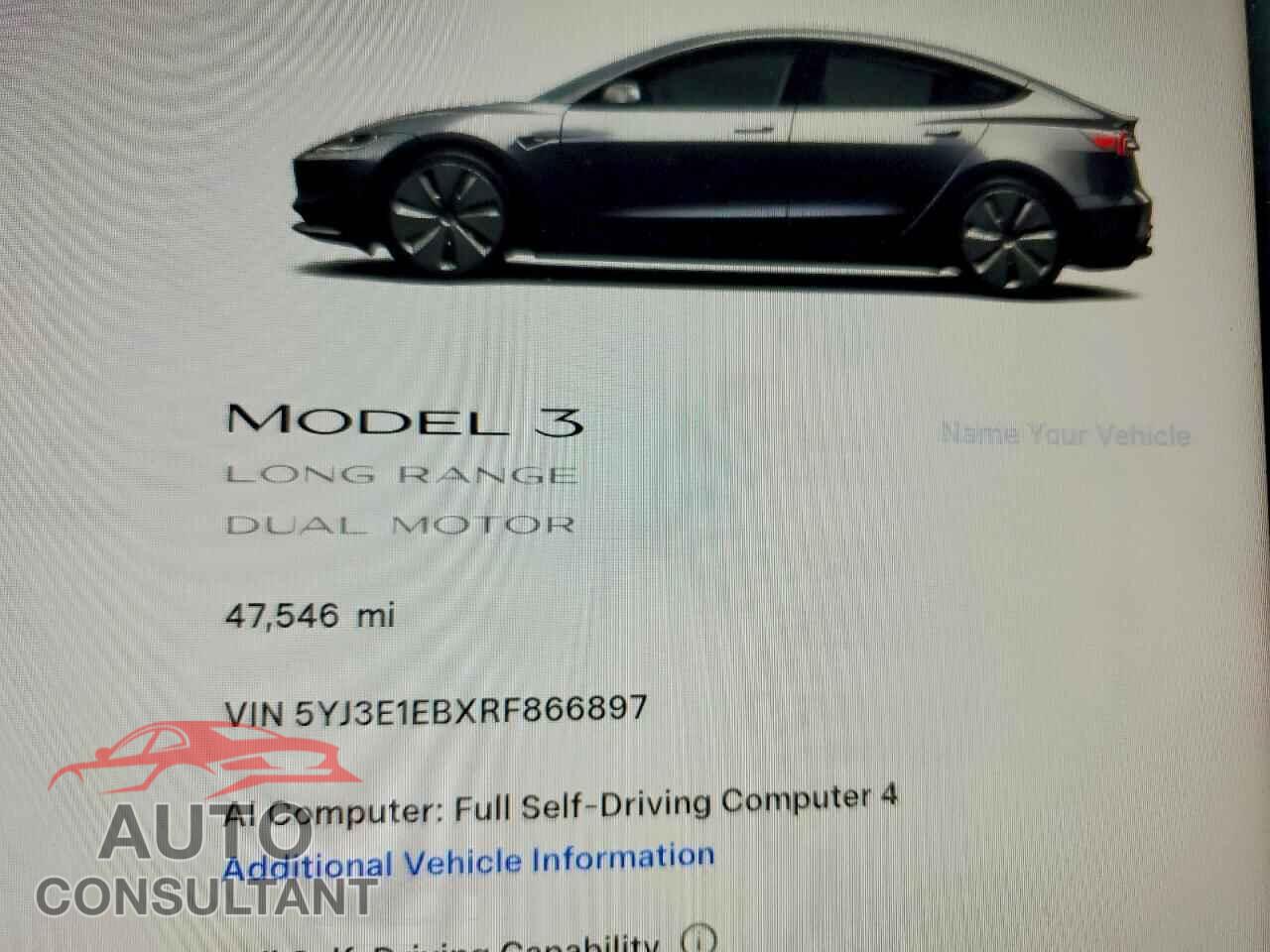 TESLA MODEL 3 2024 - 5YJ3E1EBXRF866897