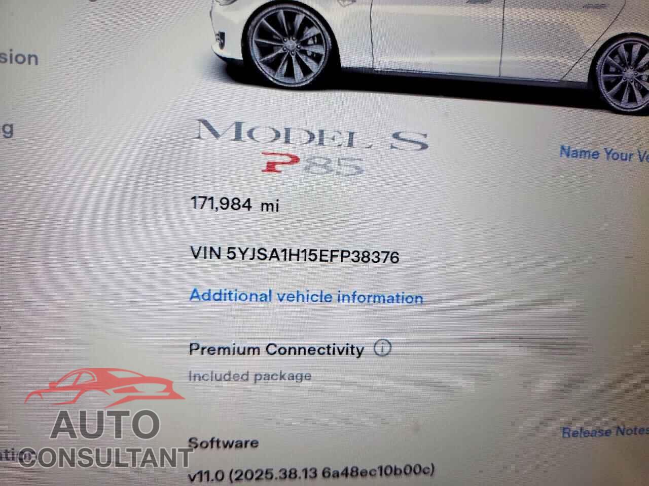 TESLA MODEL S 2014 - 5YJSA1H15EFP38376