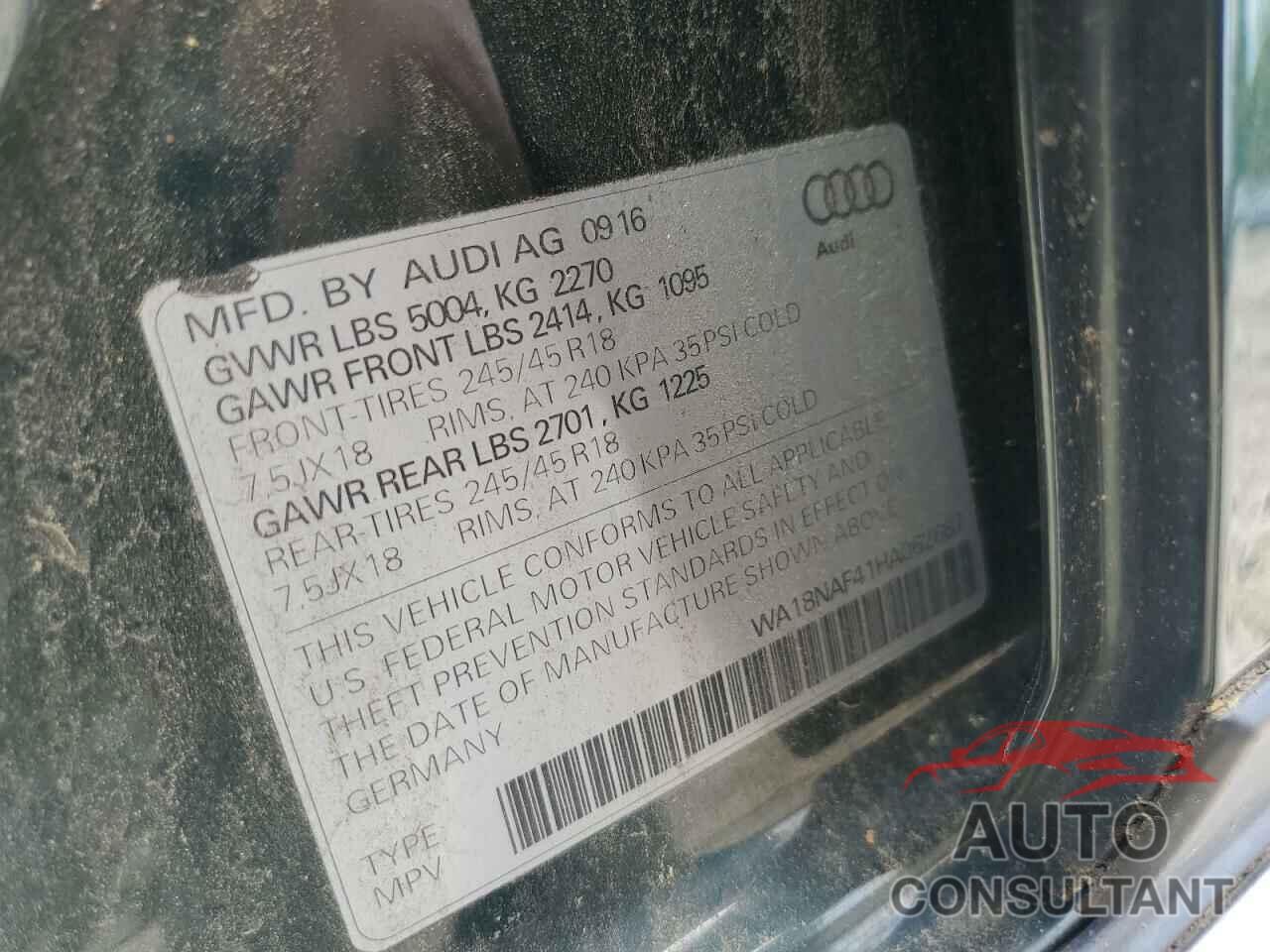 AUDI A4 2017 - WA18NAF41HA062687