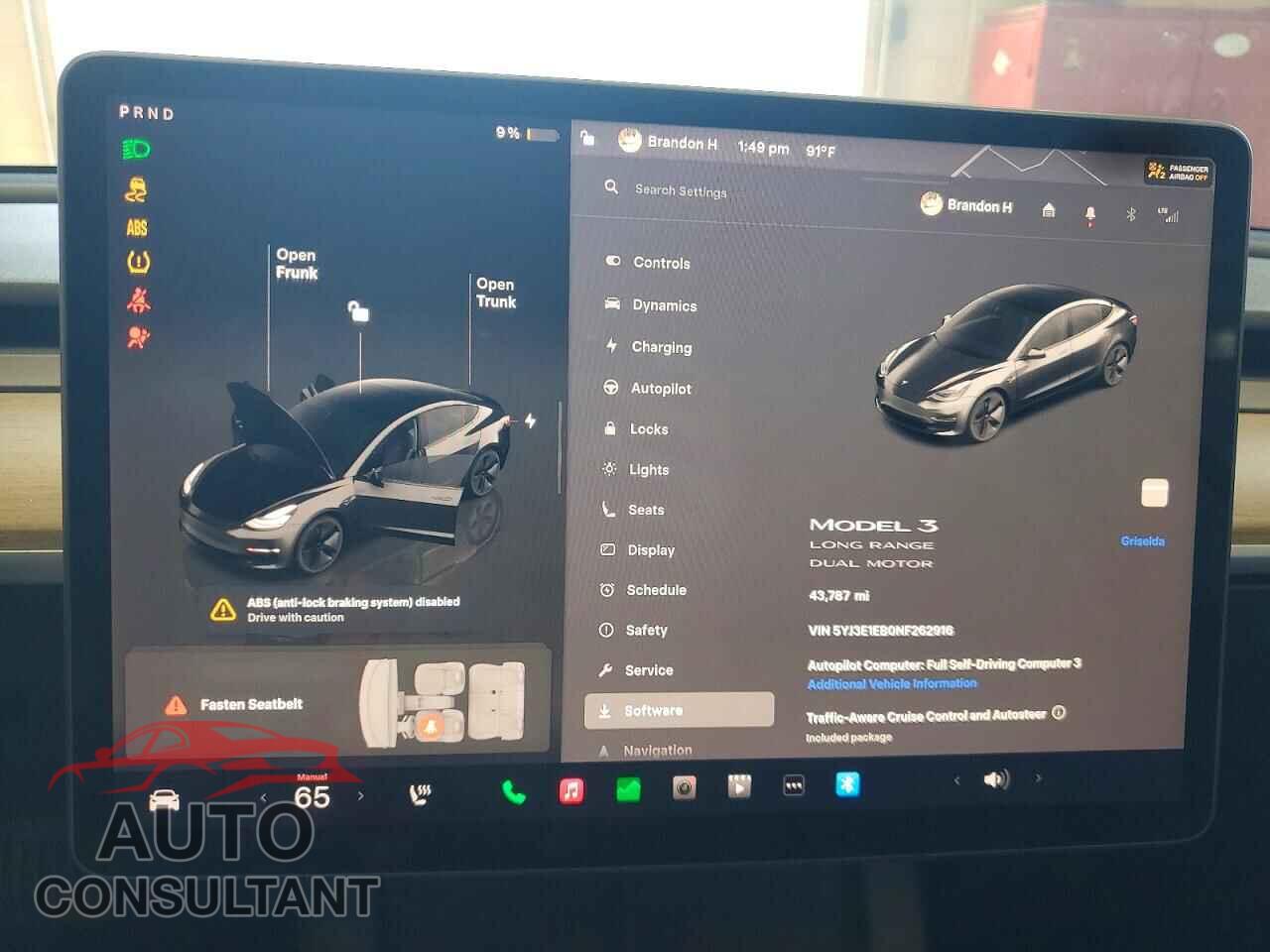 TESLA MODEL 3 2022 - 5YJ3E1EB0NF262916
