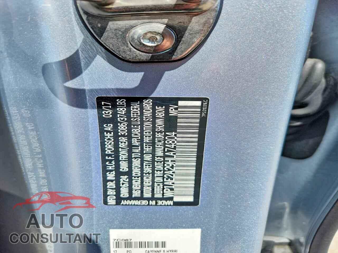 PORSCHE CAYENNE 2017 - WP1AE2A29HLA74804