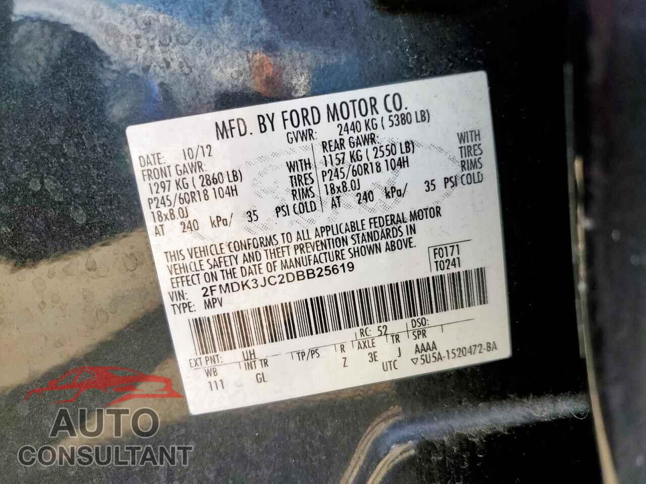 FORD EDGE 2013 - 2FMDK3JC2DBB25619
