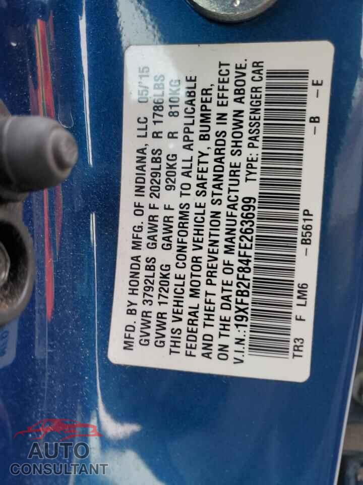 HONDA CIVIC 2015 - 19XFB2F84FE263699
