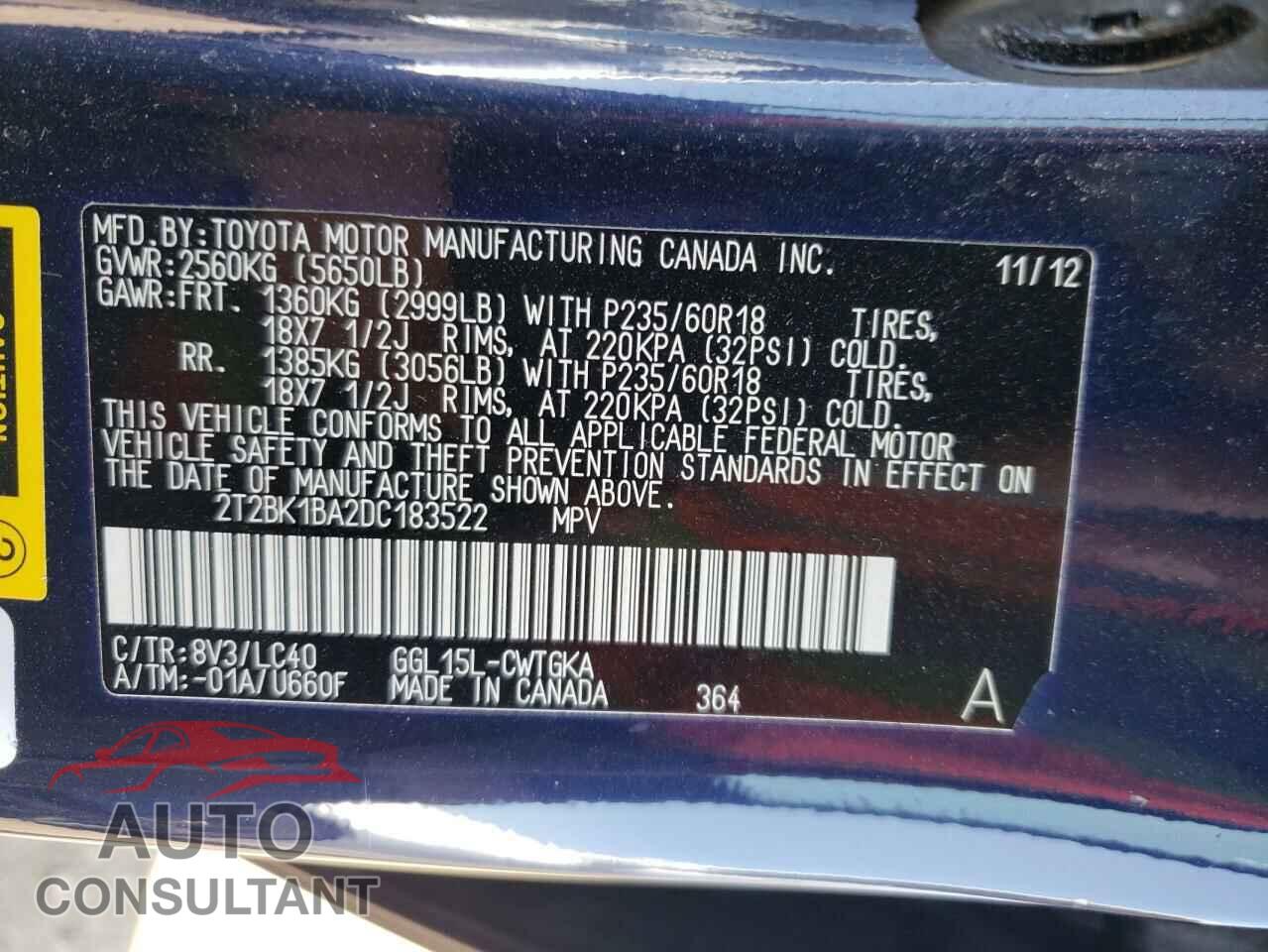 LEXUS RX350 2013 - 2T2BK1BA2DC183522