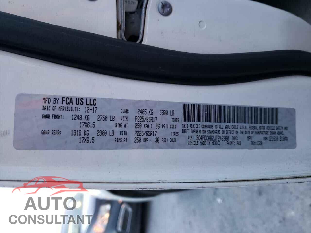 DODGE JOURNEY 2018 - 3C4PDCAB2JT242880