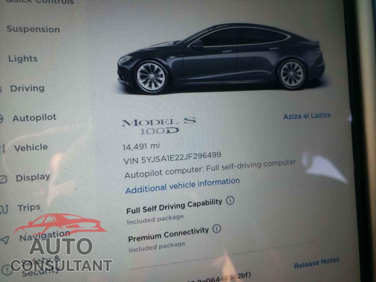 TESLA MODEL S 2018 - 5YJSA1E22JF296499