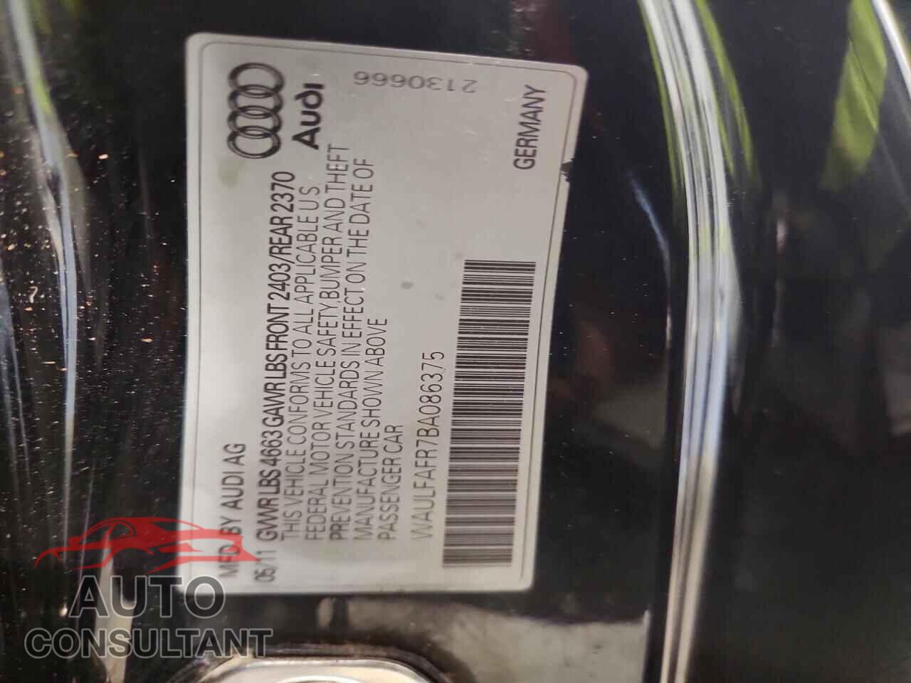 AUDI A5 2011 - WAULFAFR7BA086375