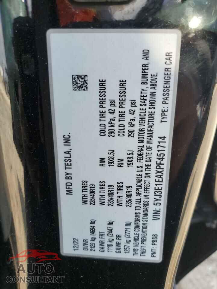 TESLA MODEL 3 2023 - 5YJ3E1EAXPF451714