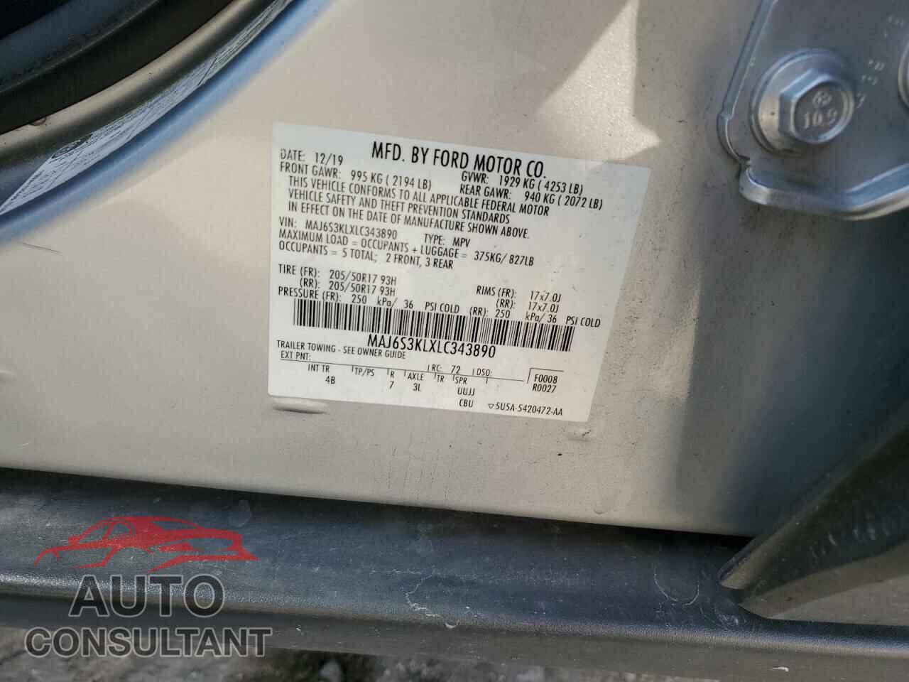 FORD ECOSPORT 2020 - MAJ6S3KLXLC343890