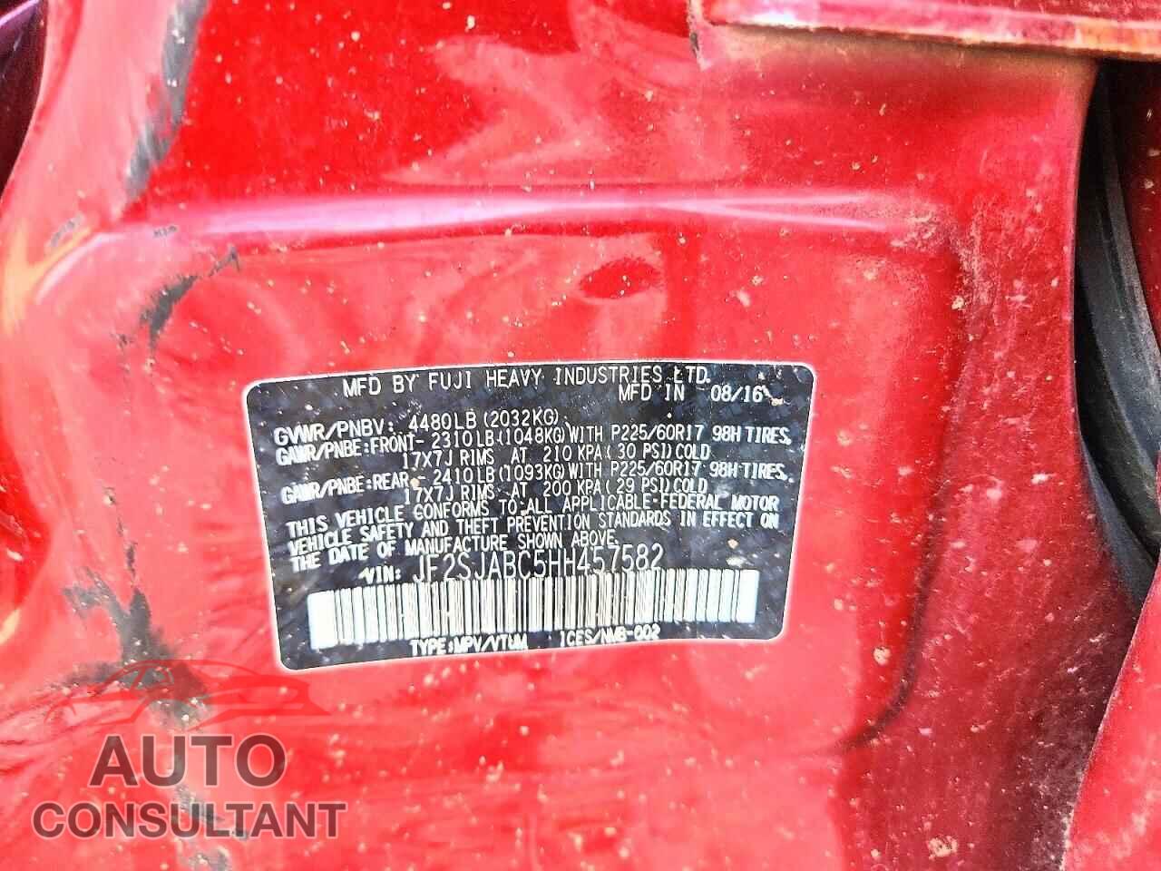 SUBARU FORESTER 2017 - JF2SJABC5HH457582