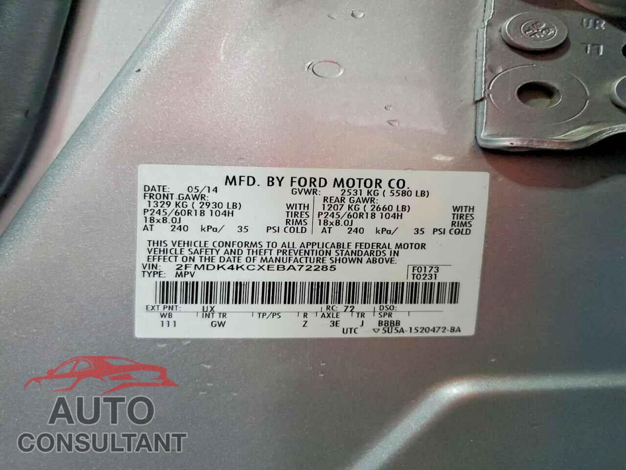 FORD EDGE 2014 - 2FMDK4KCXEBA72285