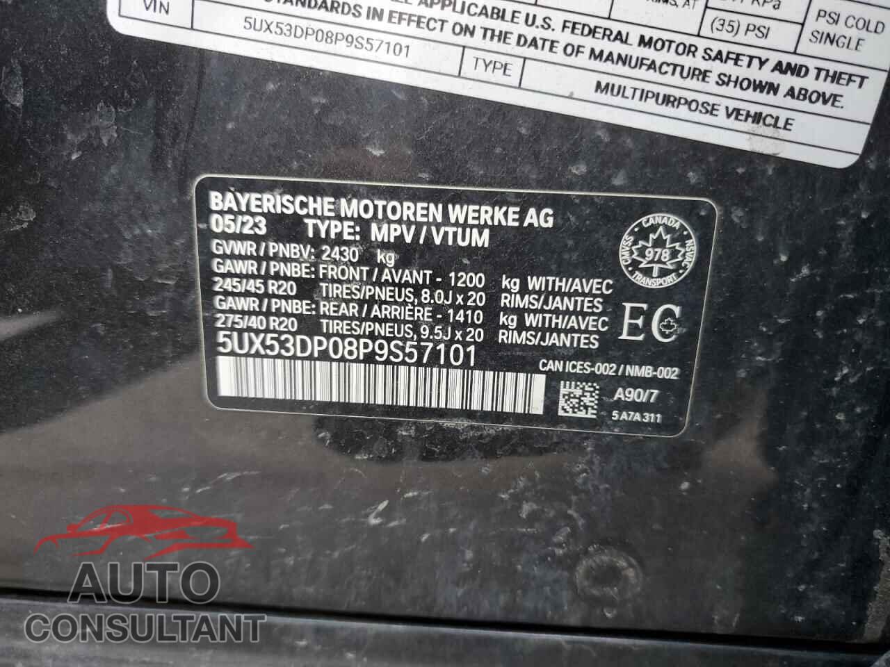 BMW X3 2023 - 5UX53DP08P9S57101