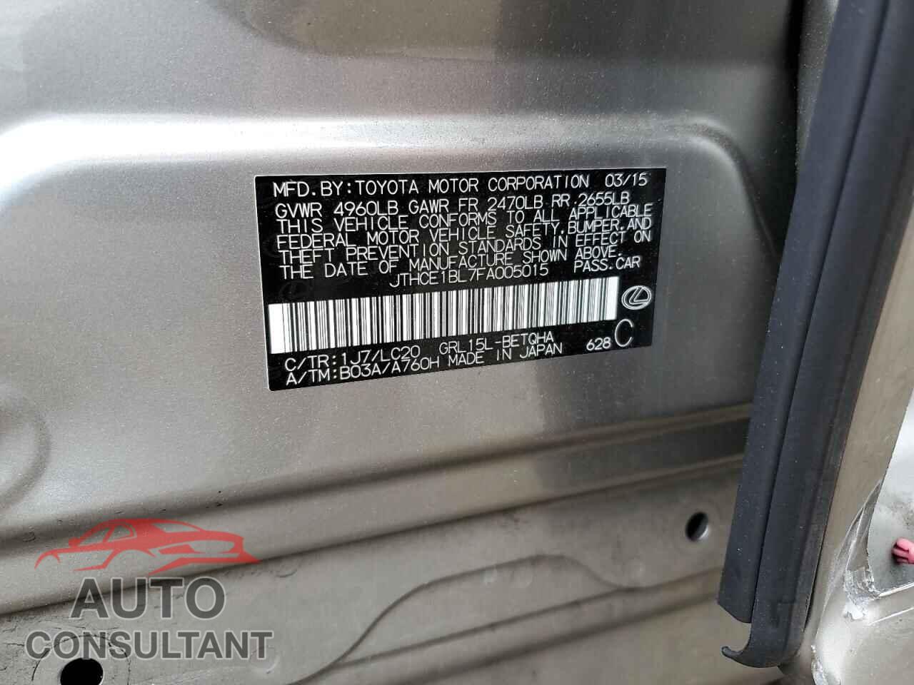 LEXUS GS350 2015 - JTHCE1BL7FA005015