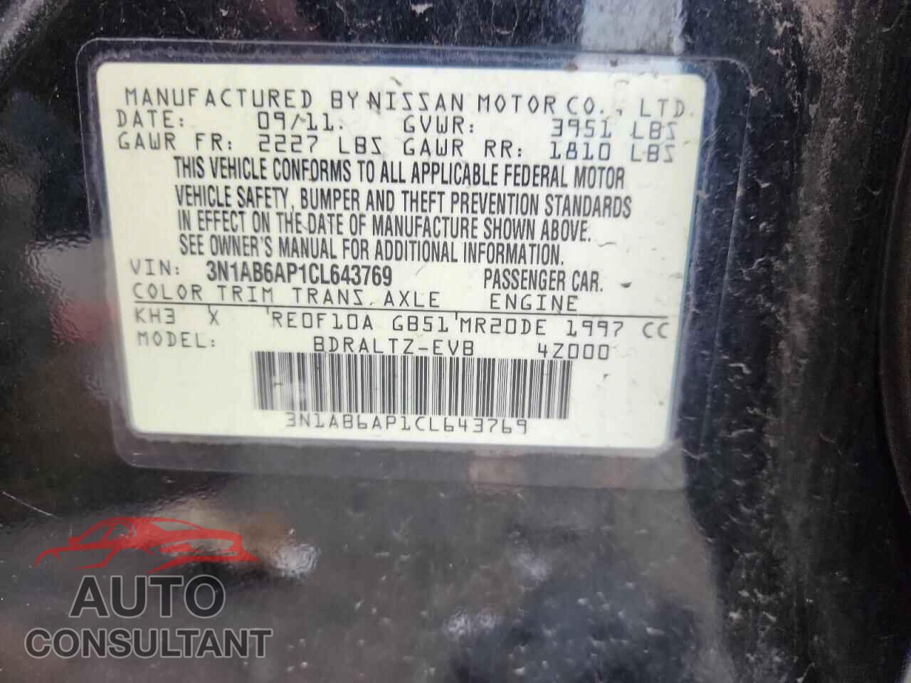 NISSAN SENTRA 2012 - 3N1AB6AP1CL643769