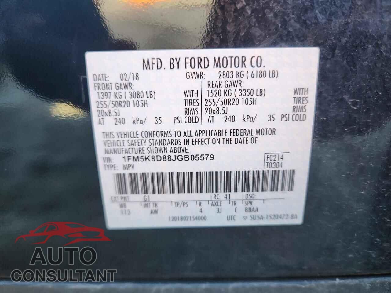 FORD EXPLORER 2018 - 1FM5K8D88JGB05579