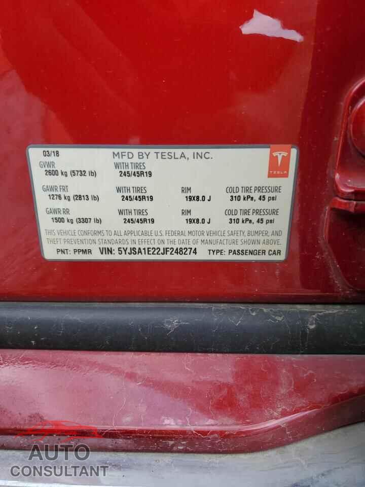 TESLA MODEL S 2018 - 5YJSA1E22JF248274