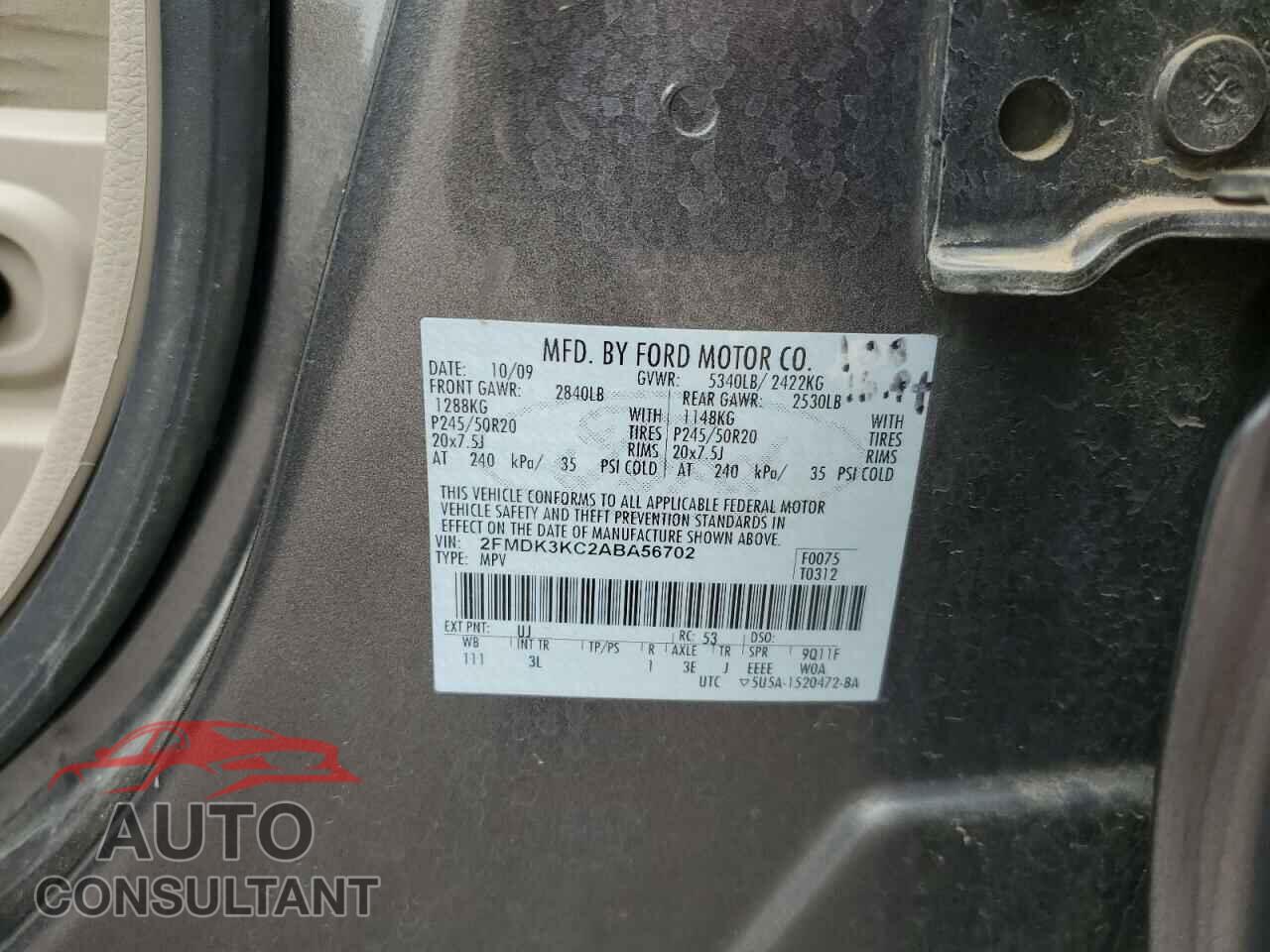 FORD EDGE 2010 - 2FMDK3KC2ABA56702
